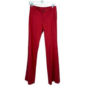 Cabi Womens Dress Pants Linen Blend Bootcut Trouser Red Flared Size 2